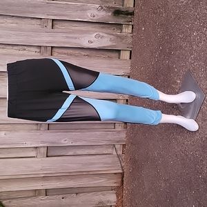 NEW Women's 2-Tone Cropped Yoga Pants/Leggings with Sheer Panels